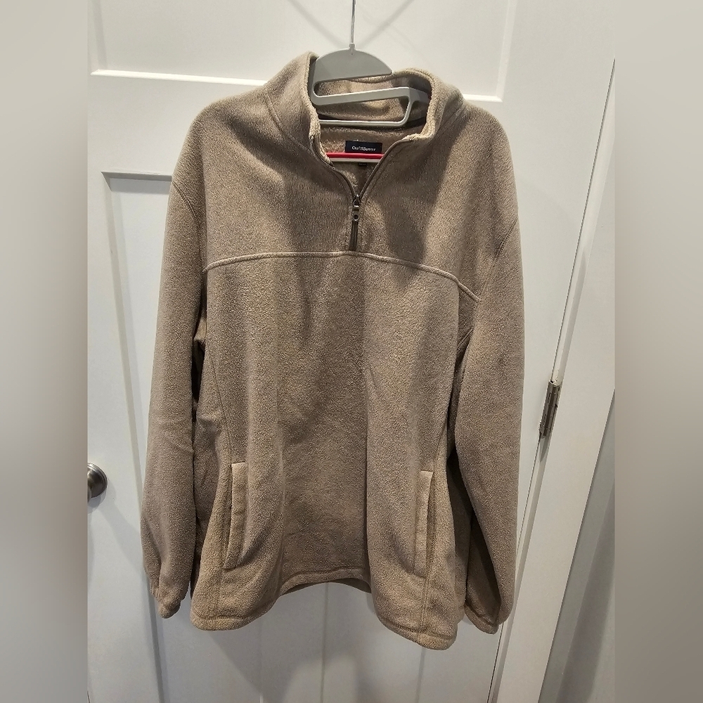 Croft & Barrow Men’s XL Taupe Fleece Quarter Zip Pullover Warm Soft Casual Sweat